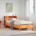 Miniatyrbilde 2 av 11: vidaXL Seng med bokhylle uten madrass voksbrun 90x190 cm heltre furu