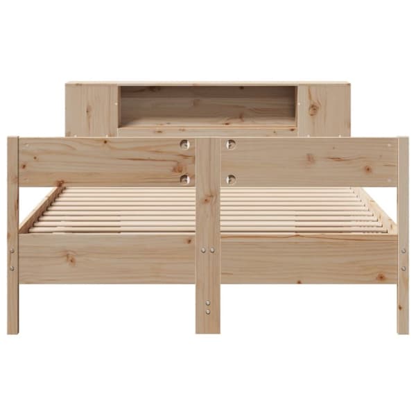 vidaXL Seng med bokhylle uten madrass 140x200 cm heltre furu