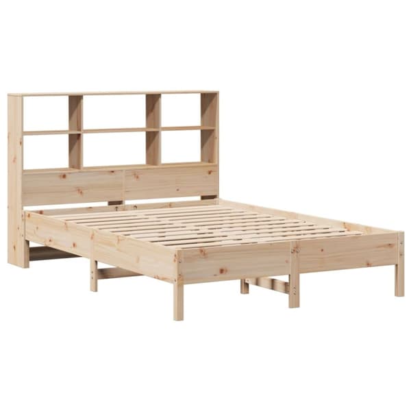 vidaXL Seng med bokhylle uten madrass 135x190 cm heltre furu