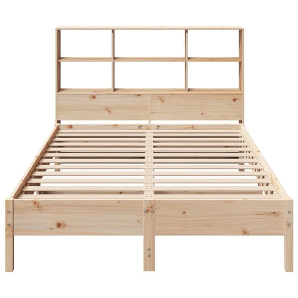 vidaXL Seng med bokhylle uten madrass 135x190 cm heltre furu