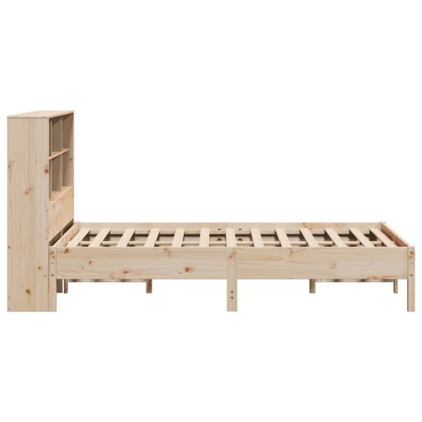 vidaXL Seng med bokhylle uten madrass 135x190 cm heltre furu