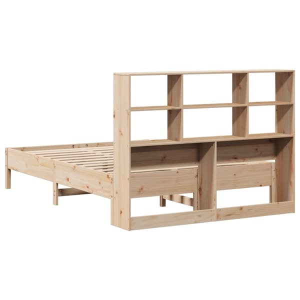 vidaXL Seng med bokhylle uten madrass 135x190 cm heltre furu