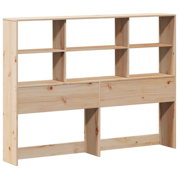 vidaXL Seng med bokhylle uten madrass 135x190 cm heltre furu