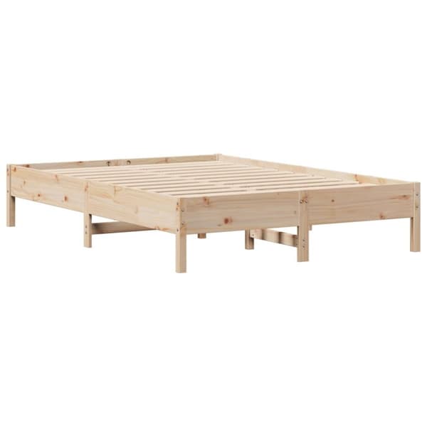 vidaXL Seng med bokhylle uten madrass 135x190 cm heltre furu