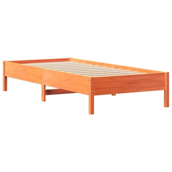 vidaXL Seng med bokhylle uten madrass voksbrun 75x190 cm heltre furu