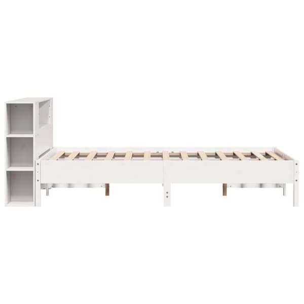 vidaXL Sänky kirjahyllyllä ei patjaa valkoinen 120x200 cm täysi mänty