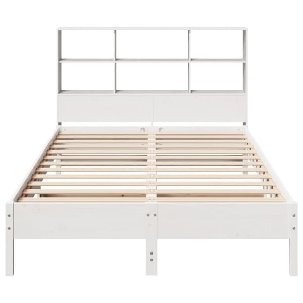 vidaXL seng med reol uden madras 120x190 cm massivt fyrretræ hvid