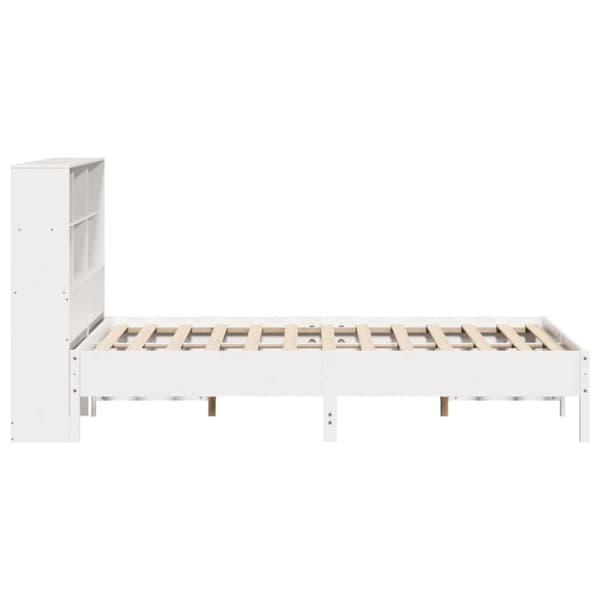 vidaXL seng med reol uden madras 120x190 cm massivt fyrretræ hvid