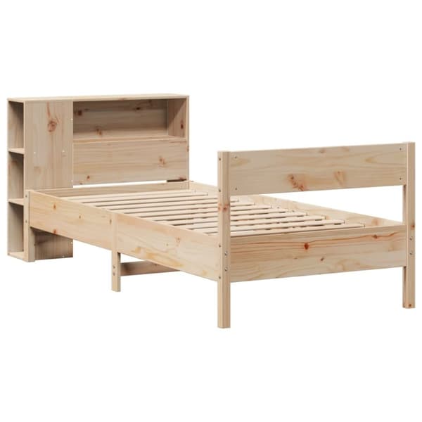 vidaXL Seng med bokhylle uten madrass 75x190 cm heltre furu
