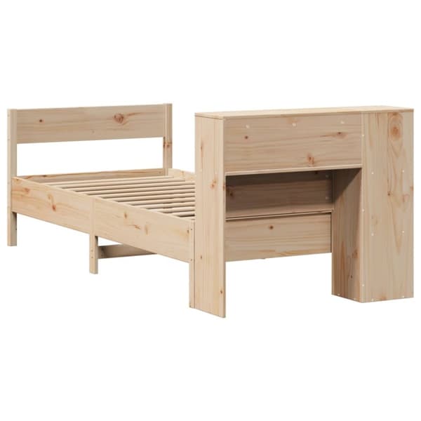 vidaXL Seng med bokhylle uten madrass 75x190 cm heltre furu