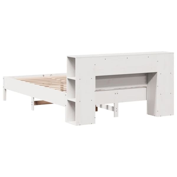 vidaXL Seng med bokhylle uten madrass hvit 120x200 cm heltre furu