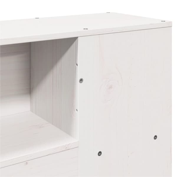 vidaXL Seng med bokhylle uten madrass hvit 120x200 cm heltre furu