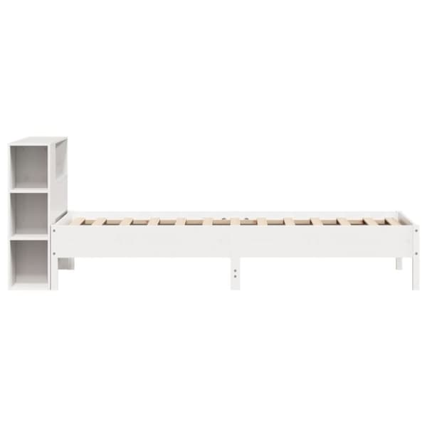 vidaXL Seng med bokhylle uten madrass hvit 75x190 cm heltre furu