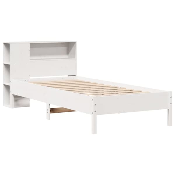 vidaXL Seng med bokhylle uten madrass hvit 100x200 cm heltre furu