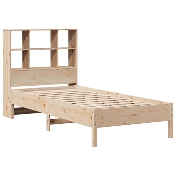 vidaXL Seng med bokhylle uten madrass 75x190 cm heltre furu