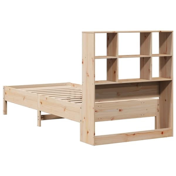 vidaXL Seng med bokhylle uten madrass 75x190 cm heltre furu