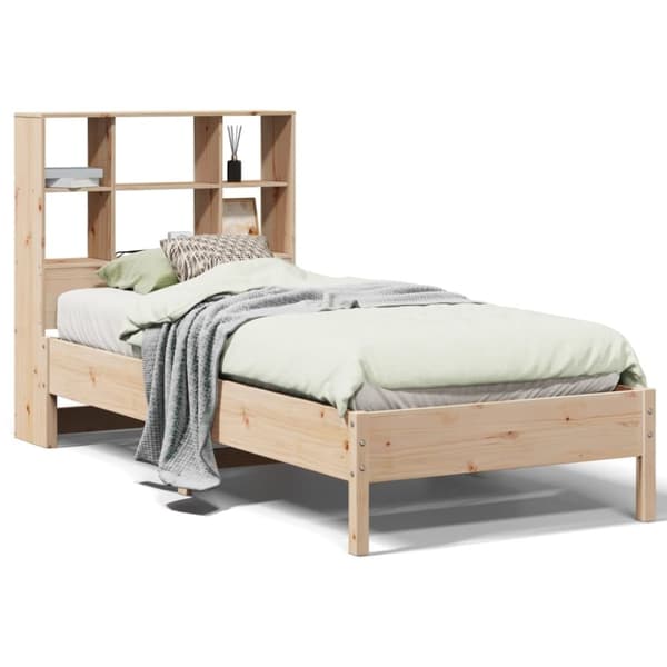 vidaXL Seng med bokhylle uten madrass 75x190 cm heltre furu