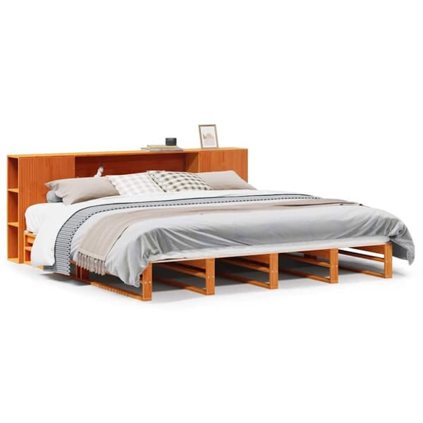 vidaXL Sängynrunko ilman patjaa vahanruskea 200x200 cm täysi puu