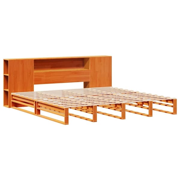 vidaXL Sängynrunko ilman patjaa vahanruskea 200x200 cm täysi puu