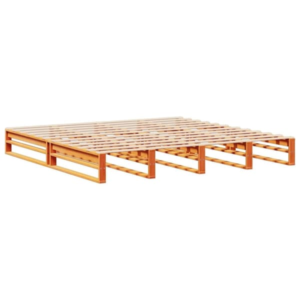 vidaXL Sängynrunko ilman patjaa vahanruskea 200x200 cm täysi puu
