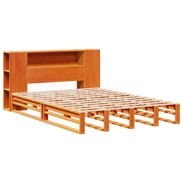 vidaXL seng med reol uden madras 135x190 cm massivt træ brun