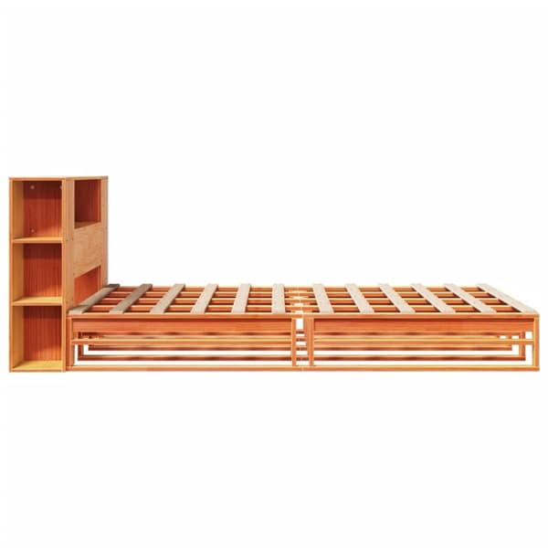 vidaXL seng med reol uden madras 135x190 cm massivt træ brun