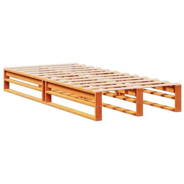 vidaXL seng med reol uden madras 90x190 cm massivt træ gyldenbrun