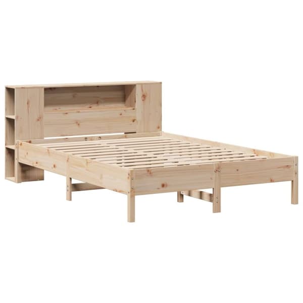 vidaXL Seng med bokhylle uten madrass 150x200 cm heltre furu