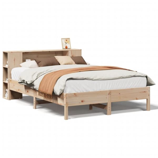 vidaXL Seng med bokhylle uten madrass 150x200 cm heltre furu