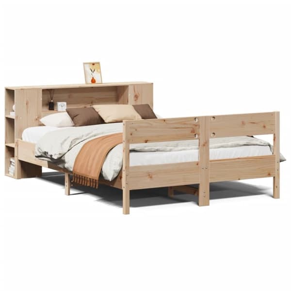 vidaXL Seng med bokhylle uten madrass 150x200 cm heltre furu