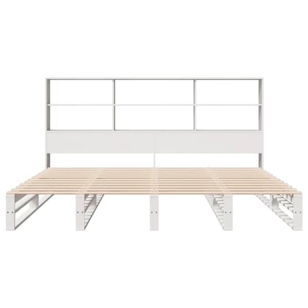 vidaXL Seng med bokhylle uten madrass hvit 200x200 cm heltre