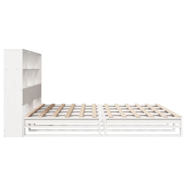 vidaXL Seng med bokhylle uten madrass hvit 200x200 cm heltre