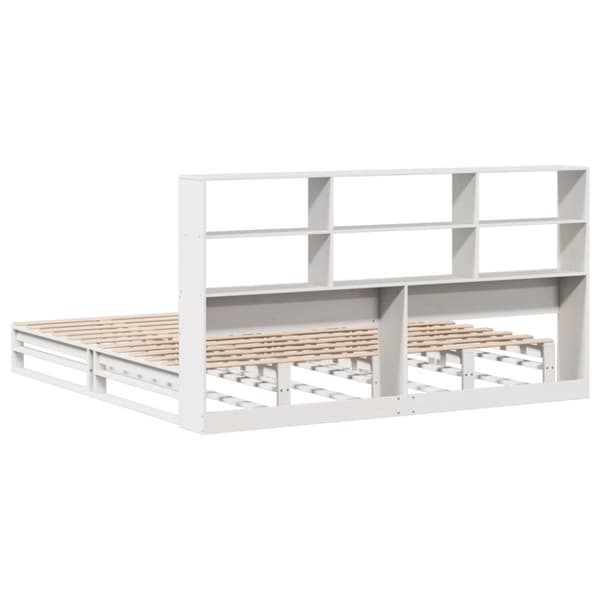 vidaXL Seng med bokhylle uten madrass hvit 200x200 cm heltre