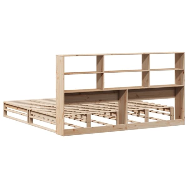 vidaXL Seng med bokhylle uten madrass 200x200 cm heltre