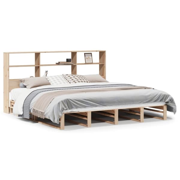 vidaXL Seng med bokhylle uten madrass 200x200 cm heltre