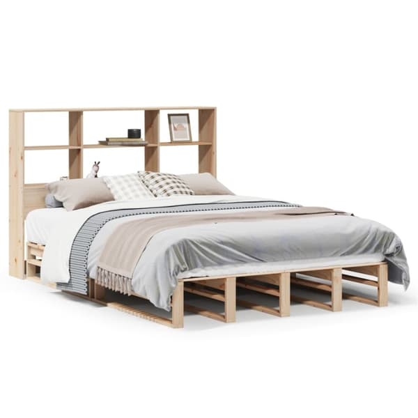 vidaXL Seng med bokhylle uten madrass 140x190 cm heltre