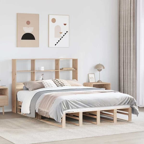 vidaXL Seng med bokhylle uten madrass 140x190 cm heltre