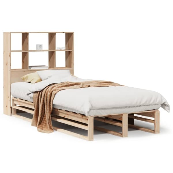 vidaXL Seng med bokhylle uten madrass 75x190 cm heltre