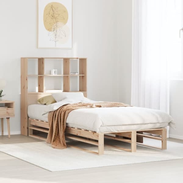 vidaXL Seng med bokhylle uten madrass 75x190 cm heltre