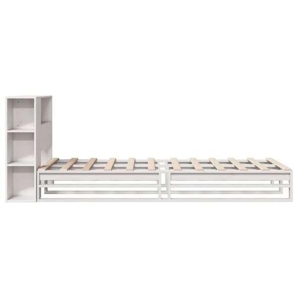 vidaXL Seng med bokhylle uten madrass hvit 90x190 cm heltre
