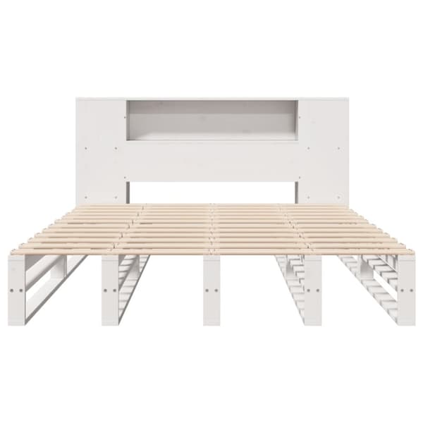 vidaXL Seng med bokhylle uten madrass hvit 140x200 cm heltre