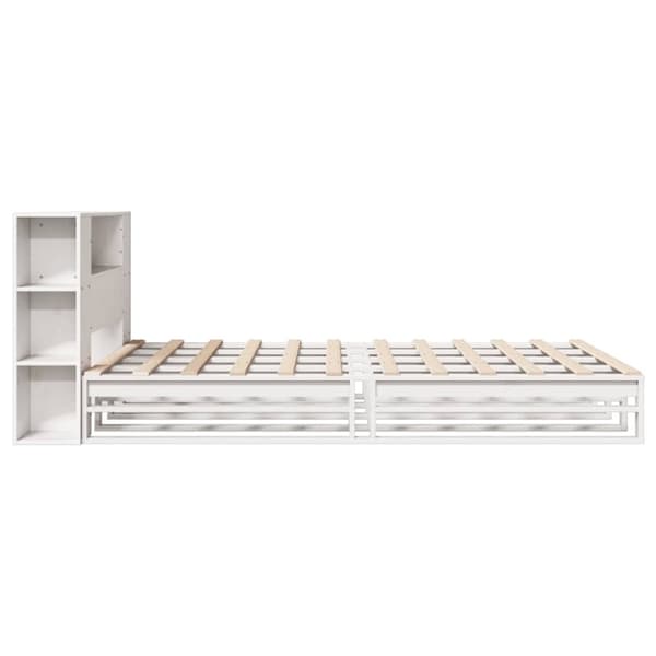 vidaXL Seng med bokhylle uten madrass hvit 140x200 cm heltre