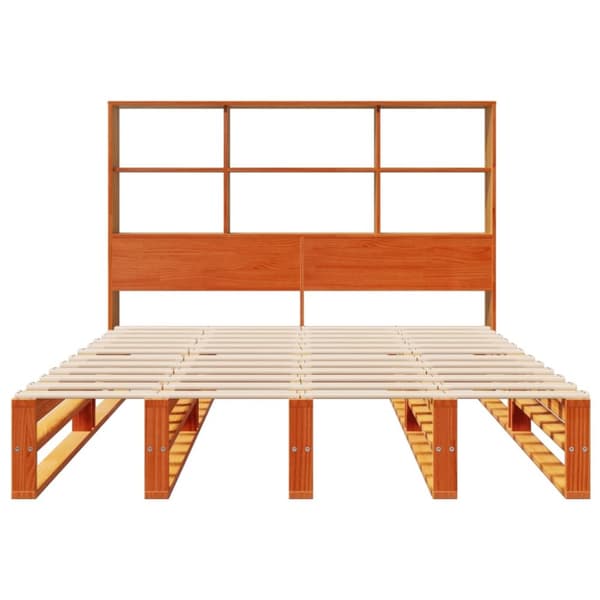vidaXL Seng med bokhylle uten madrass voksbrun 140x190 cm heltre