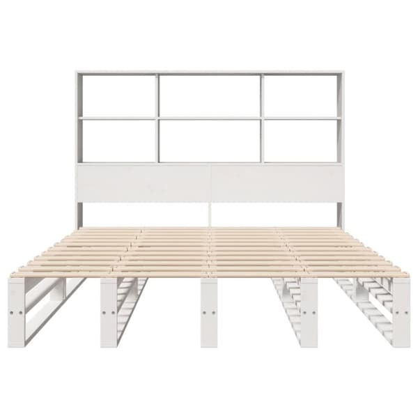 vidaXL Seng med bokhylle uten madrass hvit 160x200 cm heltre