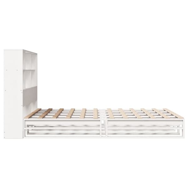 vidaXL Seng med bokhylle uten madrass hvit 160x200 cm heltre
