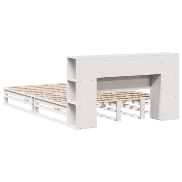 vidaXL Seng med bokhylle uten madrass hvit 140x190 cm heltre