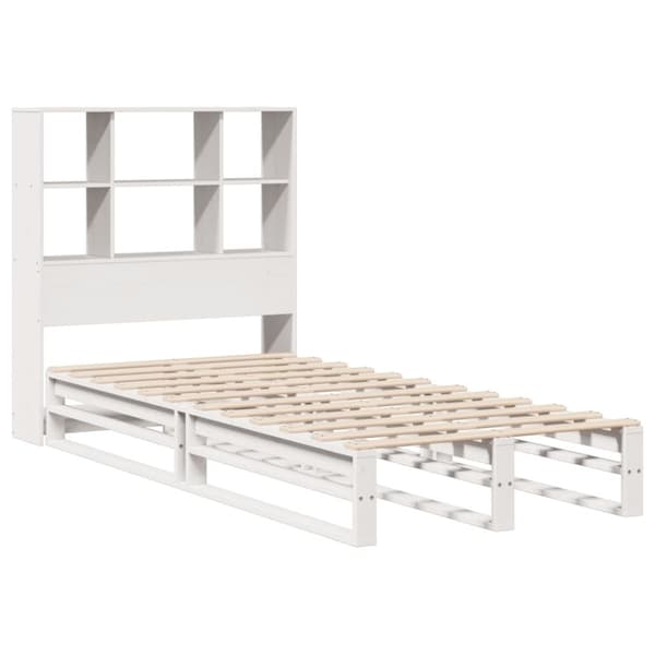 vidaXL Seng med bokhylle uten madrass hvit 90x190 cm heltre