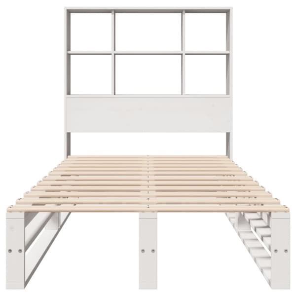 vidaXL Seng med bokhylle uten madrass hvit 90x190 cm heltre
