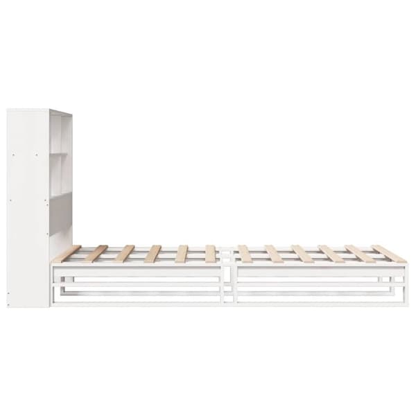 vidaXL Seng med bokhylle uten madrass hvit 90x190 cm heltre