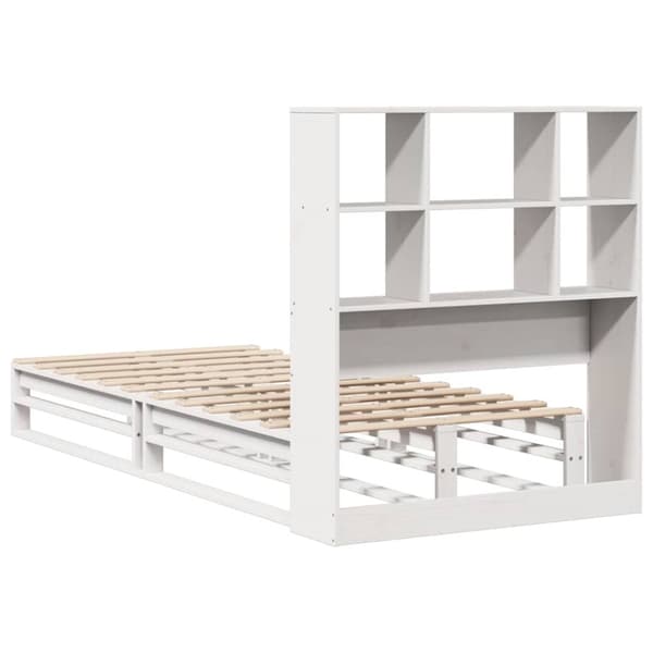 vidaXL Seng med bokhylle uten madrass hvit 90x190 cm heltre
